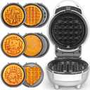 Amazon.com: SugarWhisk 6-in-1 Mini Waffle Maker With Removable Plates, 4.5'' Mini Waffle Iron for Holidays, Parties & Events Waffle Maker Machine, 8 Plates with Premium Ceramic Coating, White: Home & Kitchen