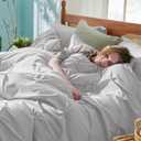 Bedsure Queen Comforter Set Light Grey - Bed in a Bag Queen Size Bedding 7 Pieces, GentleSoft Pintuck Bed Set Gift for Family, Pinch Pleat All Season Comforter with Sheets, Pillowcases & Shams