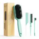 Curl Defining Brush, Curly Hair Brush, Slick Back Hair Brush, For Combing and Shaping Curls in All Hairstyles to Reduce Pulling (Green)