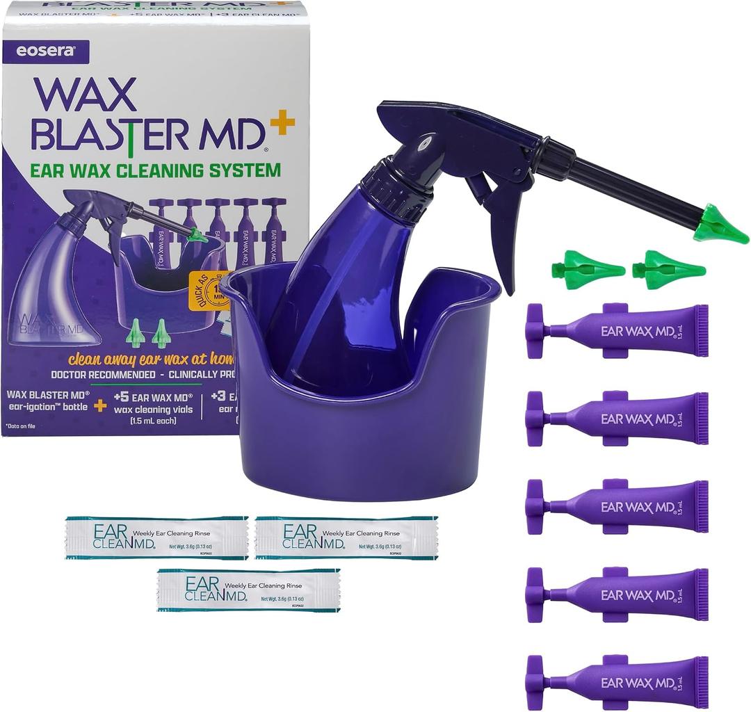 eosera Wax Blaster MD+ - Ear Wax Cleaning System - Complete Earwax Irrigation Kit for Stubborn and Routine Cleaning