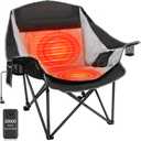 Heated Camping Chair with 20000mAh Battery - Heavy Duty Padded Comfy Warm, Black Gray With 20000mah Battery