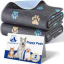 Aitmexcn Washable Puppy Dog Pee Pad, 2PCS 100% Waterproof Whelping Training Mat for Puppy/Senior Dog, Fast Drying Reusable Puppy Pads for Indoor, Outdoor and Car Travel- 24'' x 36'' (Colour Paws)