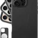 LONLI Urban - for iPhone 16 Pro Leather Case - European Genuine Pebbled Leather Phone Case - European Elegance, Modern Design - [Compatible with Magsafe] - Black
