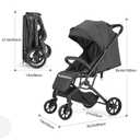 6-36M Compact Baby Stroller, Travel Toddler Seat Pushchair with Shock Absorbing Wheels, Foldable Infant Stroller with Canopy, One Button Brake, Convertible Infant Stroller for Toddler (Black)