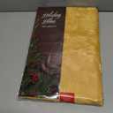 Newbridge Christmas Carol Holiday Noel Damask Fabric Tablecloth, 60 x 84 Inch Rectangle, Gold, Holly Leaf Poinsettia Weave, Wrinkle Free Soil Resistant Easy Care Table Cover