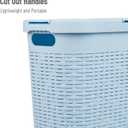 Mind Reader Slim Laundry Hamper with Lid, 40L Clothes Basket, Narrow Tapered Design with Ventilated Cutout Pattern, Plastic, Baby Blue