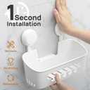 LEVERLOC Shower Caddy Suction Cup Set Shower Organizer & Soap Holder & Toothbrush Holder, Bathroom Shelf Basket NO-Drilling, Removable Suction Storage Waterproof Bathroom Caddy, White