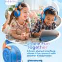 Kids Headphones Wired Toddler Headphones with Microphone, Over-Ear Headphones, 85/94dB Volume-Limiting, 3.5mm Jack, Foldable On-Ear Design - Safe & Comfortable for Learning & Entertainment (BlueOrange)