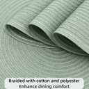 SHACOS Round Placemats Set of 6 Washable 15 inch Cotton Polyester Table Mats Woven Braided Place Mats for Dining Table, Sage Green