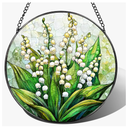 LAOWEIKI 8'' Lily of the Valley Sun Catcher Ornament, Stained Glass Window Hanging, Suncatchers for Windows Hanging Ornaments, Window Decor | Flower Lover Gift, Mother's Day, Christmas, Birthday Gifts