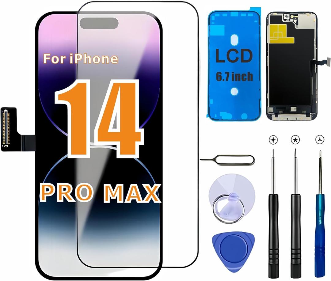 ZTR for iPhone 14 Pro Max Screen Replacement, 6.7'' COF LCD Display and Touch Digitizer Full Assembly with Repair Tool Kits, 120Hz Promotion, Screen Protector (for A2651, A2893, A2896, A2895, A2894) (iPhone 14 Pro Max)