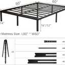 Wulanos Queen Size Bed Frame, 3500lbs Heavy Duty Metal Platform with Steel Slats Support, Sturdy and Noise-Free, 14 Inches High Bedframes with Ample Storage, No Box Spring Needed