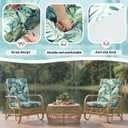 Patelai 2 Set 42x21x3 Inch Outdoor Patio Chair Cushions for Dining/Rocking Chairs High Back Soft Seat Pad with Ties Waterproof Fade Resistant for Indoor Outside Furniture (Elegant,Green Leaves)