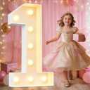 Pooqla 3FT Light Up Numbers, Marquee Number 1 for 1st Birthday Decorations for Girls Boys, Giant Mosaic Party Backdrop Light Up Number 1 for First Anniversary, Wedding, Party Decoration