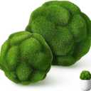 DOITOOL Simulated Mossy Ball Artificial Plant Topiary Ornament for Home Decor 1.85 Inch Green Decorative Moss Sphere Lightweight Indoor Outdoor Use