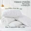 Bonlino Queen Comforter Set White Bedding - Ruched Comforter Queen Size Bed Set Boho Shabby Chic Bedding for Bedroom Comforter Fluffy 3 Piece Ruffle Comforter Set with Pillow White Soft