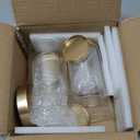 Hewory Hurricane Candle Holder for Pillar Candles: Gold Votive Candle Holders Set of 6, Glass Hurricane with Metal Candle Plate, Pillar Candle Holder for Table Centerpiece Wedding Holiday Home Decor