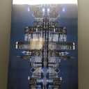 LevvArts Modern City Wall Art Chicago Downtown at Night Picture Print on Canvas Building Artwork for Office Living Room Wall Decoration