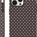 Polka Dot Phone Case for iPhone 13 Pro Max Cute Trendy Pattern Case 6.7", Aesthetic Stylish Print Design 2-in-1 Matte Cover Hard PC Shockproof Soft TPU Protection Girls Women Funda, Brown
