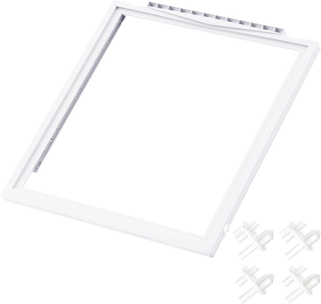 UPGRADED 241969501 Refrigerator Shelf Frame Compatible with Frigidaire Shelf Replacement Parts Crisper Drawer Pan Cover with 241993101 & 241993001 Crisper Cover Support LFSS2612TF0, FFSS2615TS0 Shelf (241969501 frigidaire shelf frame with 241993101 & 241993001)