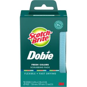 Scotch-Brite Dobie Colors Pads, Dobie Sponge for All Purpose Cleaning of Kitchen, Bathroom, and Household, Non Scratch Pads Safe for Non-Stick Cookware, 24 Count (3 Count (Pack of 8))