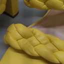 VETASTE Women's Braided Heeled Sandals Chunky Heels Mules Square Open Toe High Block Heel Sandals (6.5, Yellow)