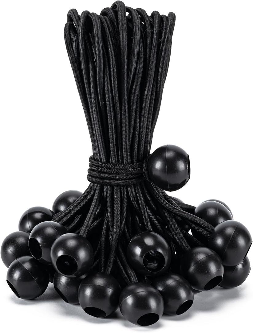 Aegero 30 Pack Ball Bungee Cord, 6 Inch Heavy Duty Bungie Cord Balls Canopy Tarp Tie Down Bungee Balls for Camping, Tents, Cargo,Holding Wire and Hoses, Patio Umbrellas, Awning (Black)