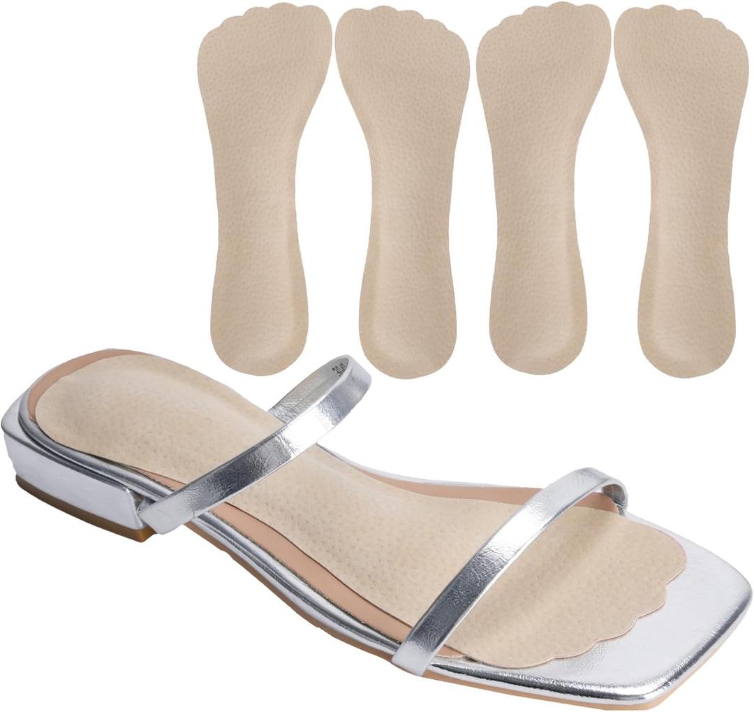 4 Count Pigskin High Heel Inserts Women, Cushion Insoles for Dress Shoes Anti-Slip, Adhesive Arch Support Shoe Inserts Shock Absorb, Insoles for Flats Open Toe Shoes No Show, S 5-8