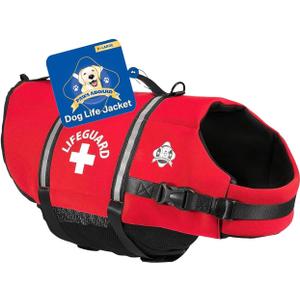 Dog Life Jacket - Swimming Vest for Dogs, Adjustable, Reflective, Comfortable, Multiple Colors, Patterns, XX-Small to Extra Large Dog Swim Vest with Handle (Red, X-Large)