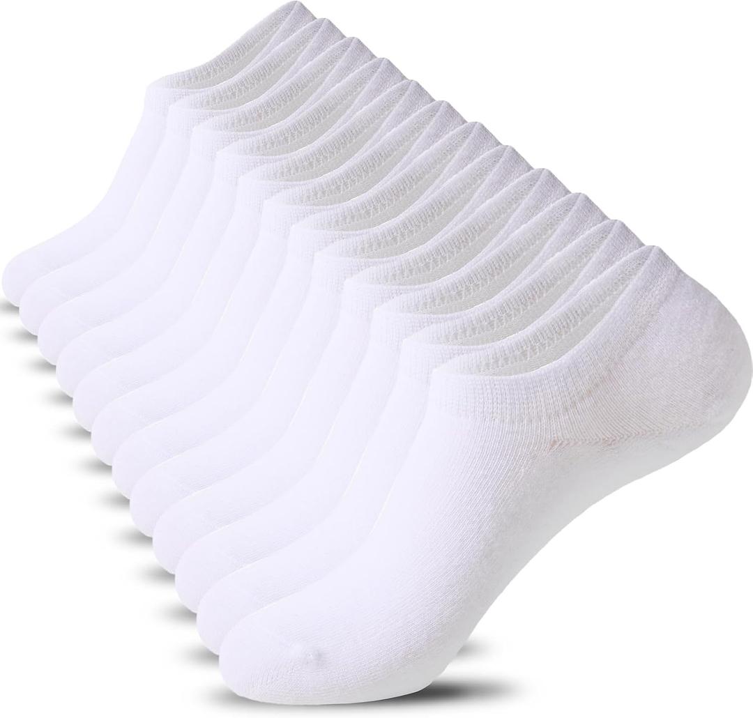 Nroktia 6/10 Pairs Non Slip No Show Socks Womens and Mens Low Cut Invisible Liner Ankle Socks (White)