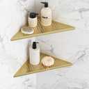 Corner Shower Shelves, 10 Recessed Tile Shower Shelf Brushed Golden, 304 Stainless Steel Grout in Corner Tile Shower Shelves, No Drilling, 2 Pack (10"- 2 Pack)