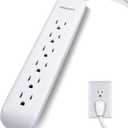 Philips 6 Outlet Power Strip Surge Protector, 4ft Power Cord, Flat Plug, Wall Mount, 720 Joules, ETL Listed, Circuit Breaker, Automatic Shutdown, White, SPP3064WE/37