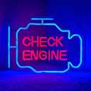 Check Engine Neon Sign,Garage Decor, LED Neon Signs for Wall Decor, Custom Neon Signs for Auto Room Garage Repair Shop Gaming Room,Gifts for Husband Boyfriend Lover(15.7x11.8in)