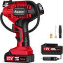 AVID POWER Tire Inflator Portable Air Compressor,20V Cordless Tire Pump, Rechargeable Air Pump for Car Tires and other Inflatables (Red)