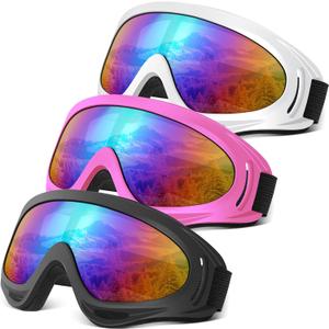 OXG Ski Snowboard Goggles for Men Women, UV Protection Ski Snow Goggles for Kids Youth Adult (3p Pink+white+black)