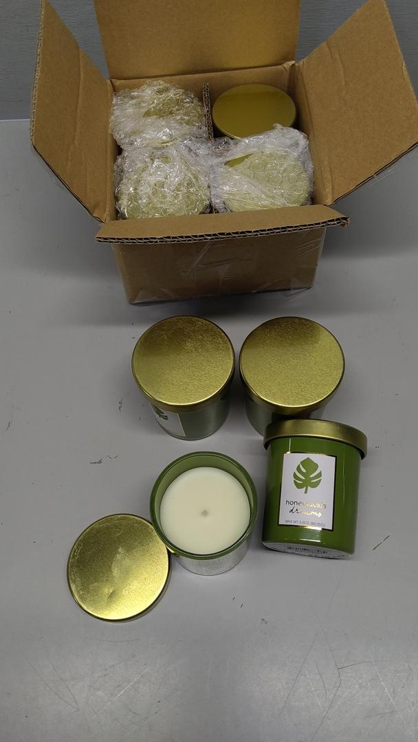 Sprayed Glass With Label With Gold Metal Lid 3.0   Oz Pack Of 8 Honeysuckle