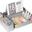 Homhut 18 pcs Desk Drawer Organizer Tray, Multiple Sizes Plastic Drawer Organizer Storage, Stackable Organizer Containers For Makeup, Bedroom, Kitchen Gadgets Utensils and Office (Gray)