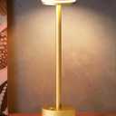 Battery, 3 Levels Brightness, USB-C Charging Port, 3000K Portable Metal Bedside Lamp (Gold)