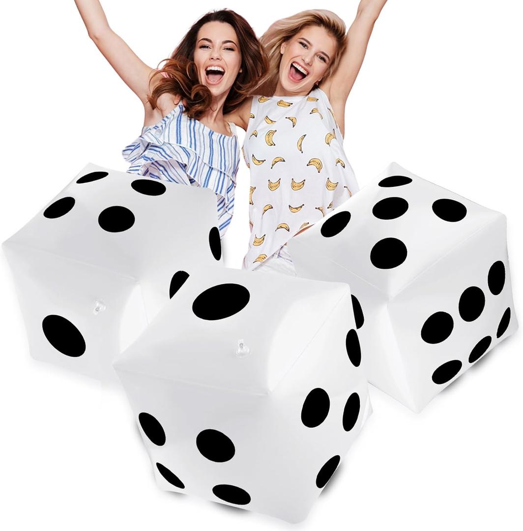 3 Pack Large Inflatable Dice Jumbo Giant Inflatable Dice for Indoor Outdoor Broad Game Ludo Pool Party Favor(20 Inch,White)