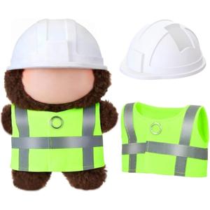 17cm Doll Construction Worker Costume Outfit Accessory with Mini Construction Helmet & Safety Vest Fits Stand Seat Series Hard Hat Doll Clothes for Display Collection Gift (White)
