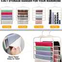 Closet Organizers and Storage,5 Pack Velvet Pants-Hangers-Space-Saving,Non Silp 5 Tier Organization-and-Storage Clothes-Hanger for College-Dorm-Room-Essentials,Closet-Organizer for Jeans Scarf Hanger
