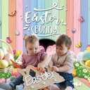 Easter Bunny Backdrop Colourful Wood Eggs Rabbit Butterfly Floral Spring Photography Background Adult Kids Baby Shower Birthday Party Decoration Easter Banner Photo Props (7x5FT)