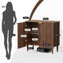 Sideboard Buffet Storage Cabinet - Wood Cabinets with Adjustable Shelves Fluted Doors, Anti-Tip Console Table for Kitchen Dining Living Room or Entryway Hallway, Easy Assembly, Walnut, 15"Dx31.5"Wx31.1"H