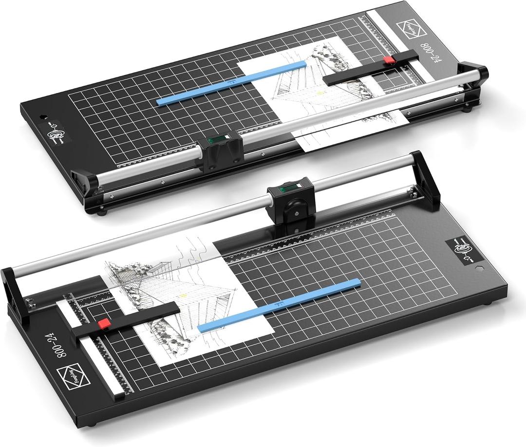 24 Inch Paper Trimmer, Rotary Paper Cutter, Precision Board Paper Trimmer with Measurement Grids, Bi-Directional Cutting Blade for Graphic Film, Canvas