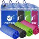 YQXCC 4 Pack Cooling Towels | 40"x12" | Cool for Neck and Face | Microfiber Soft Breathable Chilly | for Yoga, Sport, Golf, Gym, Camping, Running & More Activities (Dark Blue/ Dark Gray/ Rose Red/ Green)