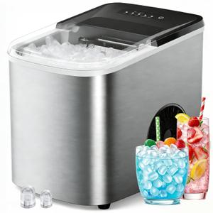 38lbs Per Day Countertop Ice Maker, 9 Ice Cubes in 3.5 Minutes, Self-Cleaning Portable Ice Machine with 2 Bullet Sizes for Kitchen, Camping, RV, and Party