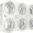 Amazon Basics Strong Plastic Adhesive Packing Tape for Shipping, Sealing Boxes, Moving and Storage, Clear, Low Odor, 1.88 in x 54.6 yds, 12-Pack