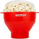 The Orginal HotPop Silicone Popcorn Maker - Microwave Popcorn Popper with Handles - Collapsible Bowl, Heat-Resistant, Easy to Clean, Ideal for Family Movie Nights, 15-Cup Capacity - Red