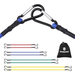 WORKPRO Bungee Cords Heavy Duty Outdoor - 22 PCS Bungee Cords with Hooks in a Storage Bag Includes 10", 18", 24", 30", 36", 48" Bungie Cord Bundle Assortment with Metal Hook, Bungee Straps