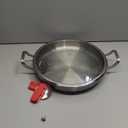 13 Inch Tri-Ply Stainless Steel Paella Pan with Lid for 6 Servings - Includes Hot Handle Holders - Induction, Oven and Dishwasher Safe Skillet, Indoor Outdoor Cooking Cacerola Paellera Sarten